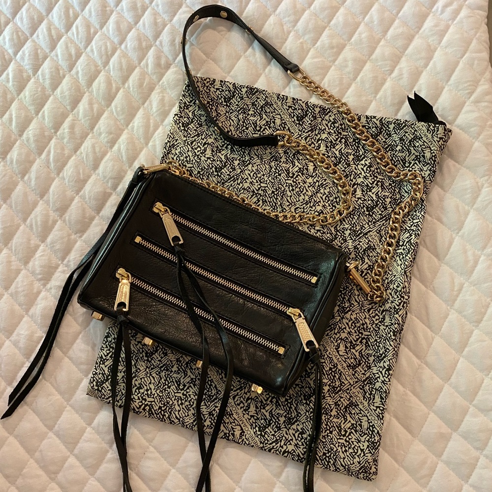 Rebecca Minkoff Black Leather Zipper Crossbody